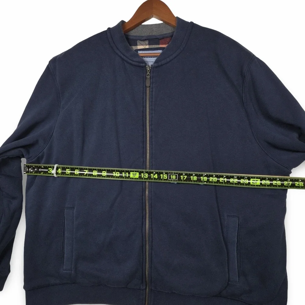 L.L. Bean Mens XXL Reg Navy Blue Flannel Lined Bomber Full Zip Jacket 500548